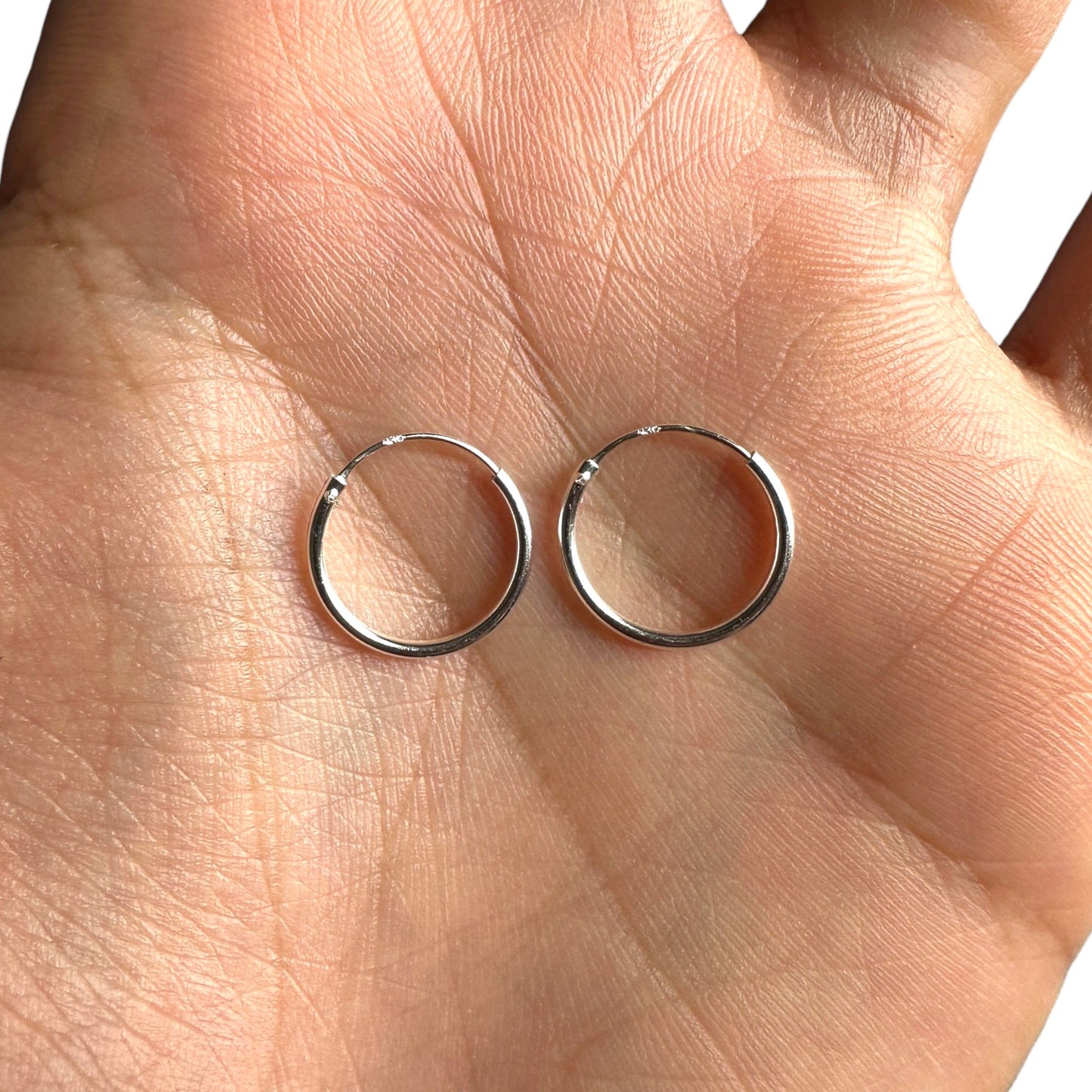Sterling Silver Hoop Earrings 14mm Small Minimalist Hoops