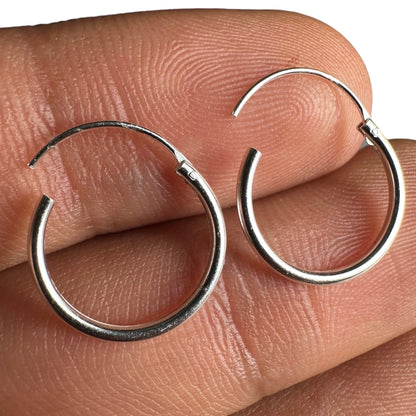 Sterling Silver Hoop Earrings 14mm Small Minimalist Hoops