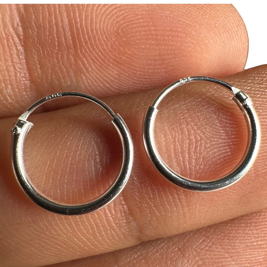 Sterling Silver Hoop Earrings 12mm Small Minimalist Hoops
