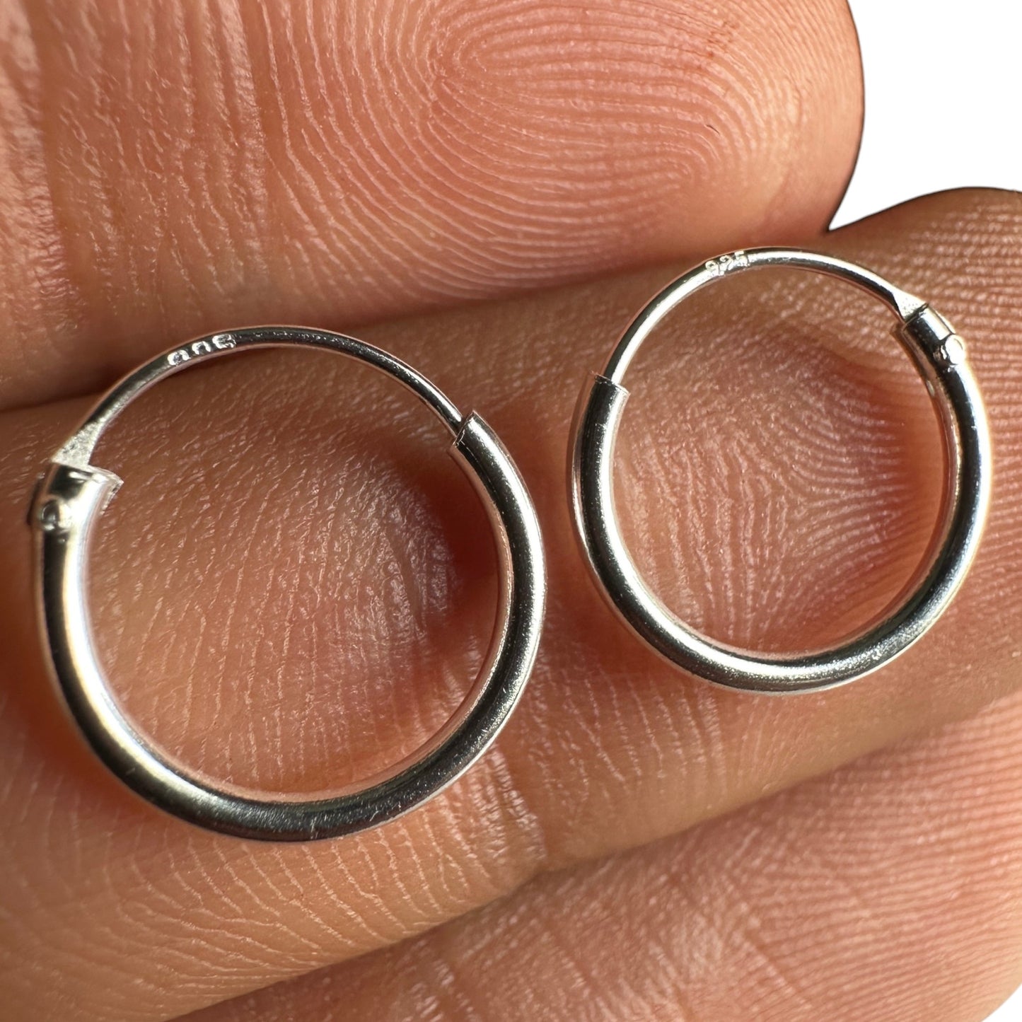 Sterling Silver Hoop Earrings 12mm Small Minimalist Hoops