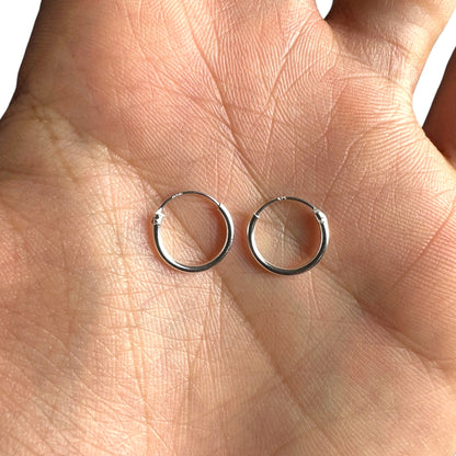 Sterling Silver Hoop Earrings 12mm Small Minimalist Hoops