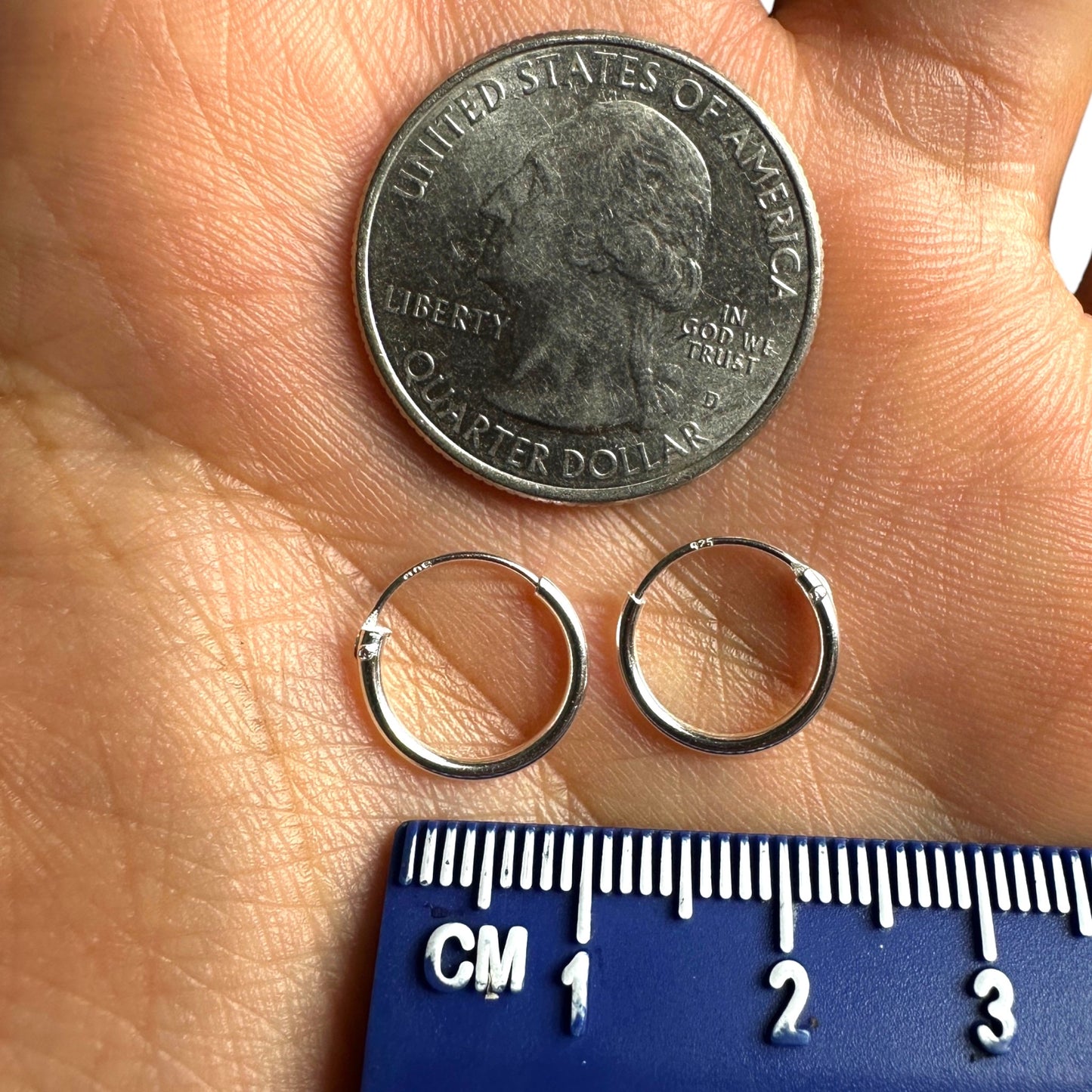 Sterling Silver Hoop Earrings 12mm Small Minimalist Hoops