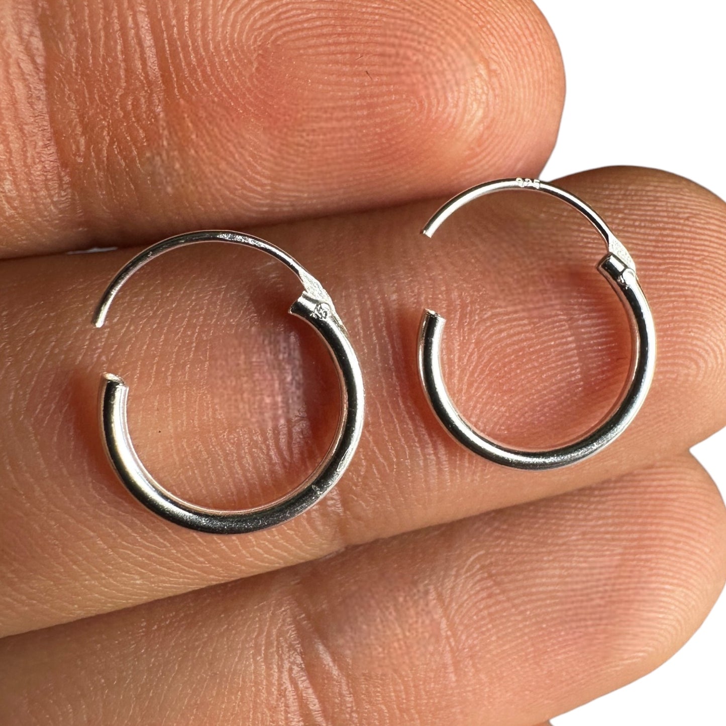 Sterling Silver Hoop Earrings 12mm Small Minimalist Hoops