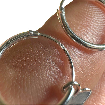 Heart Hoop Earrings Sterling Silver 12mm Huggie Hoops