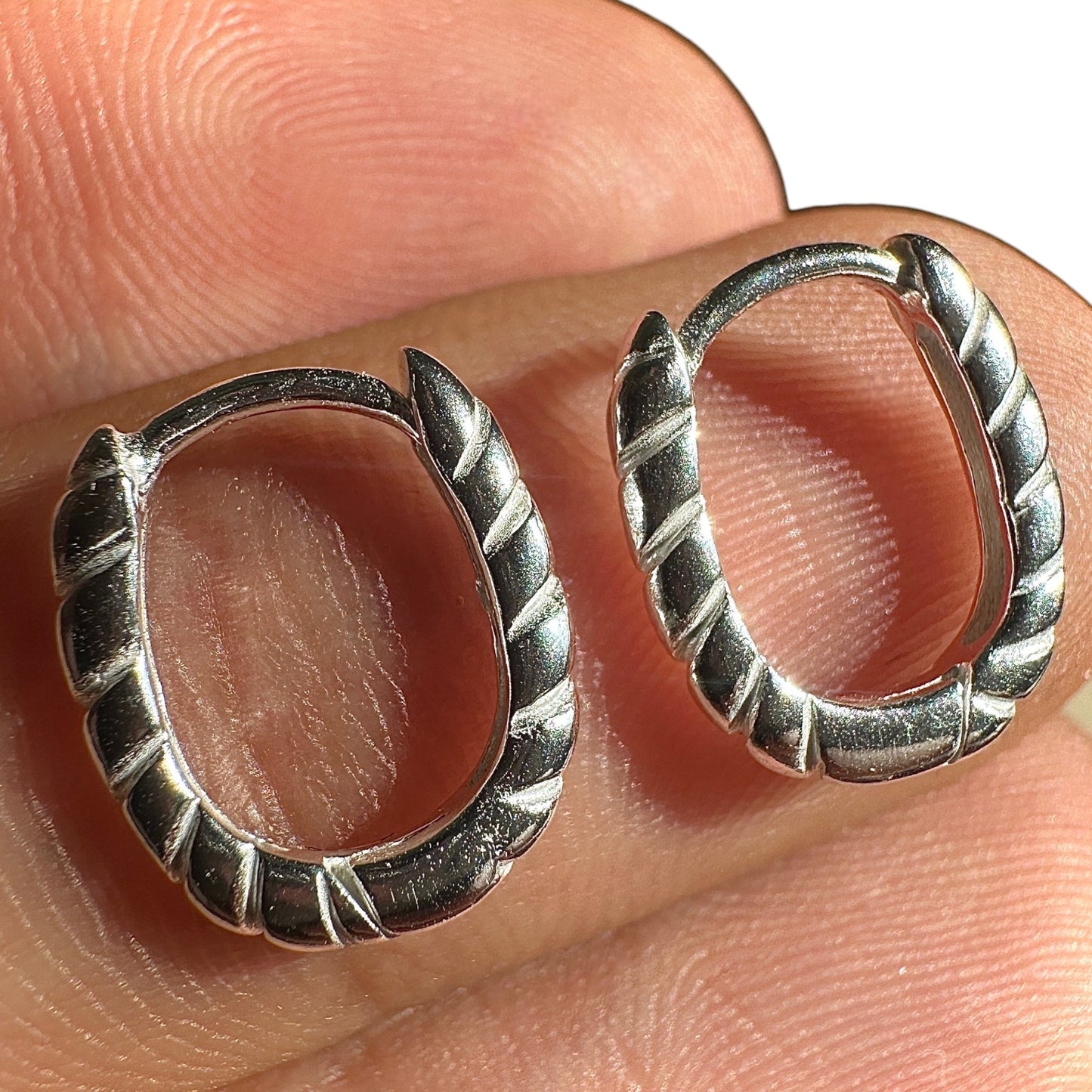 Sterling Silver Hoop Earrings 11mm Twisted Huggie Hoops