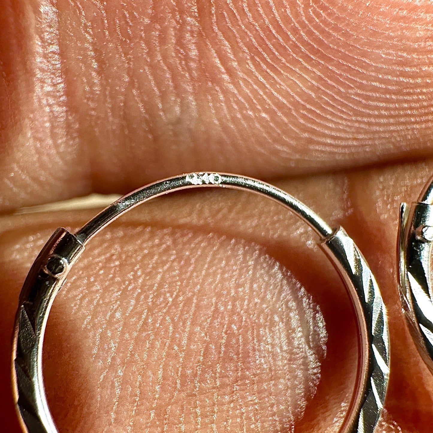 Sterling Silver Hoop Earrings 14mm Diamond Cut Small Hoops