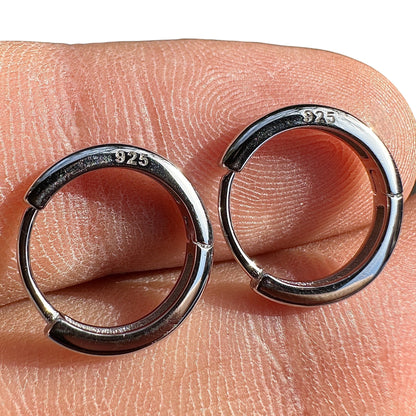 Sterling Silver Huggie Hoops 10mm Rhodium Plated