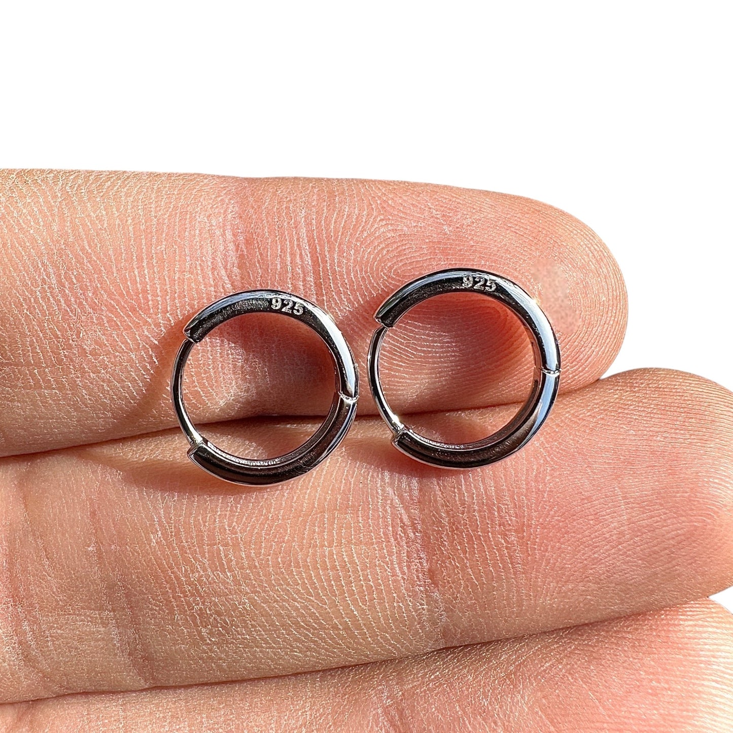 Sterling Silver Huggie Hoops 10mm Rhodium Plated