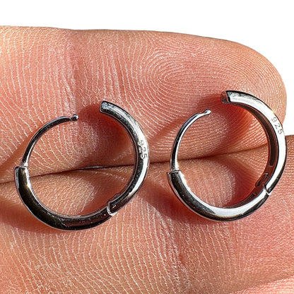 Sterling Silver Huggie Hoops 10mm Rhodium Plated