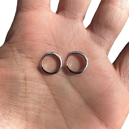Sterling Silver Huggie Hoops 10mm Rhodium Plated