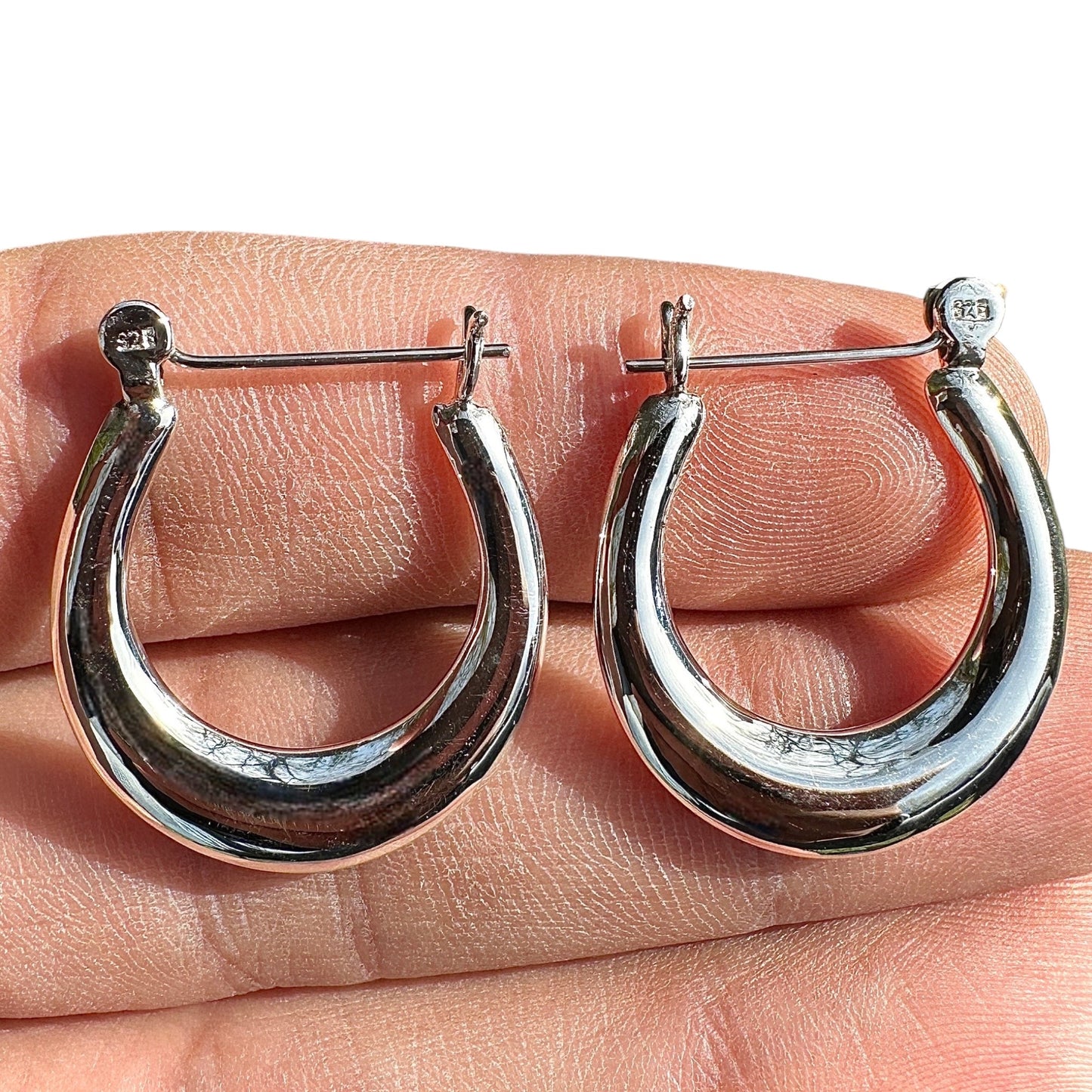 Sterling Silver Hoop Earrings 28mm Oval Hoops