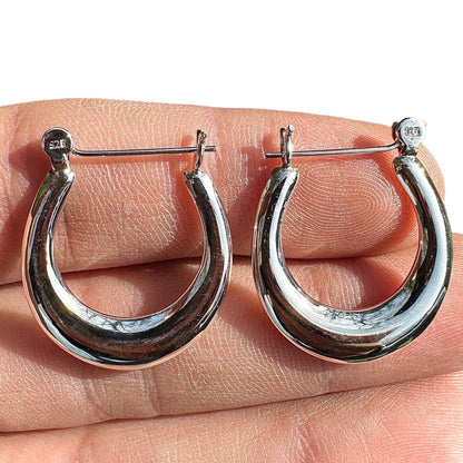 Sterling Silver Hoop Earrings 28mm Oval Hoops