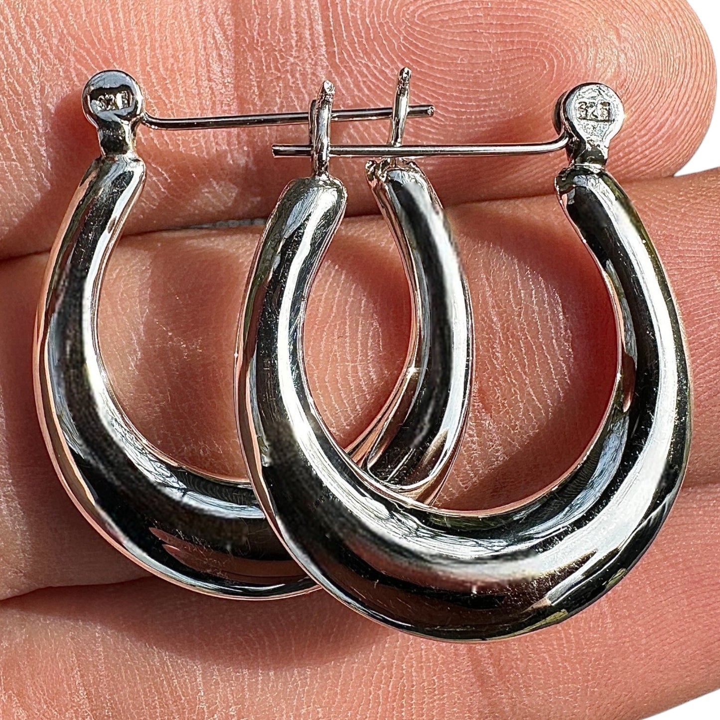 Sterling Silver Hoop Earrings 28mm Oval Hoops