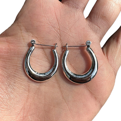Sterling Silver Hoop Earrings 28mm Oval Hoops