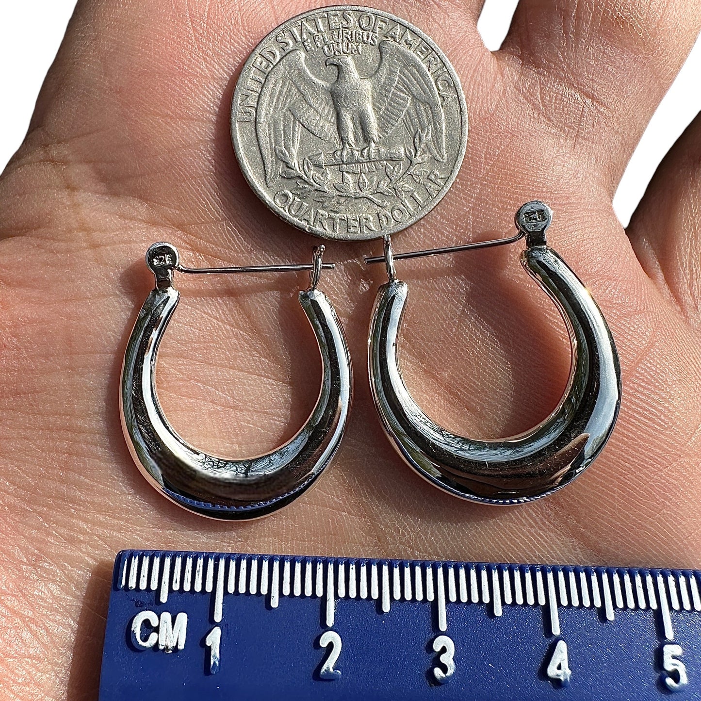 Sterling Silver Hoop Earrings 28mm Oval Hoops