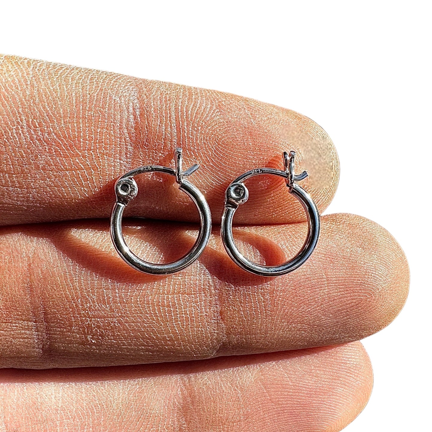 Sterling Silver Hoop Earrings 12mm Round Hoops