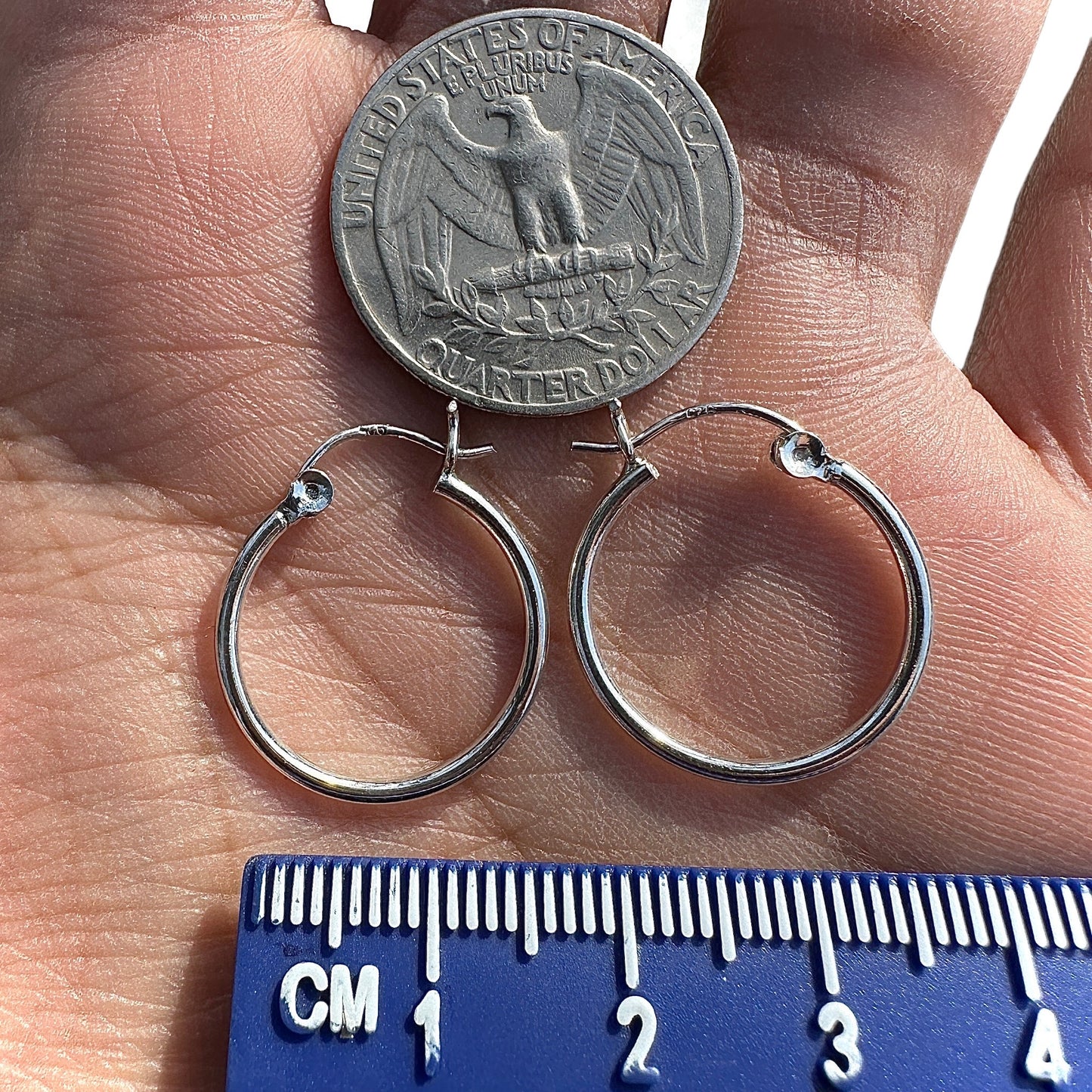 Sterling Silver Hoop Earrings 20mm Round Hoops