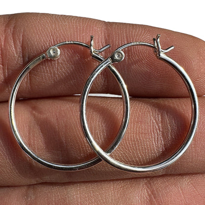 Sterling Silver Hoop Earrings 25mm Round Hoops