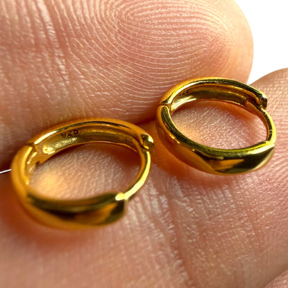 Gold Huggie Earrings 10mm 14k Gold Plated Sterling Silver