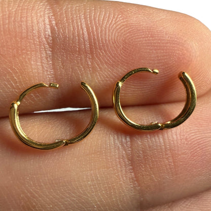 Gold Huggie Earrings 10mm 14k Gold Plated Sterling Silver