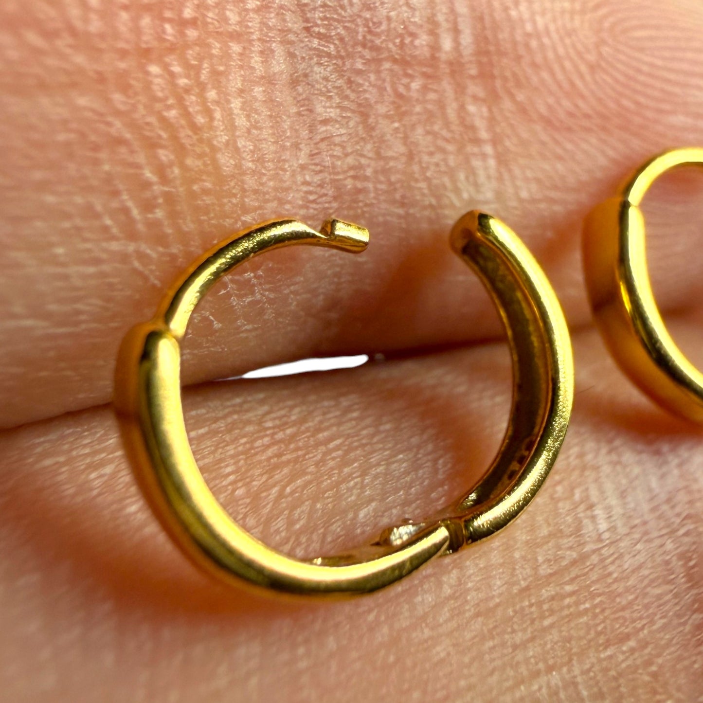 Gold Huggie Earrings 10mm 14k Gold Plated Sterling Silver