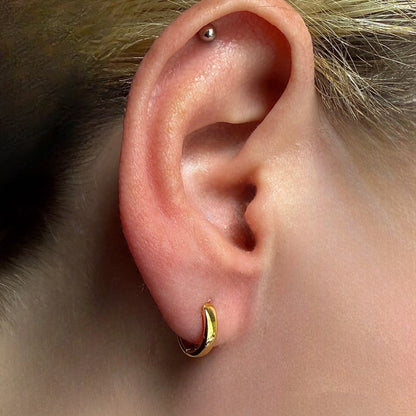 Gold Huggie Earrings 10mm 14k Gold Plated Sterling Silver