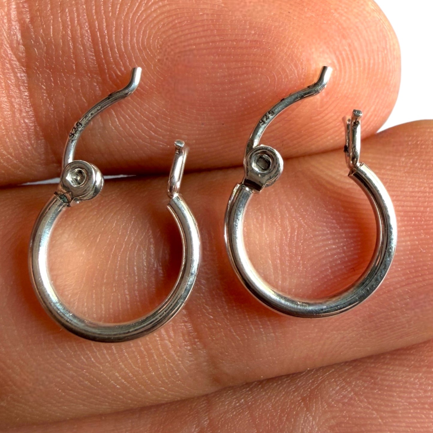 Sterling Silver Hoop Earrings 12mm, 925 Thin Polished Hoops