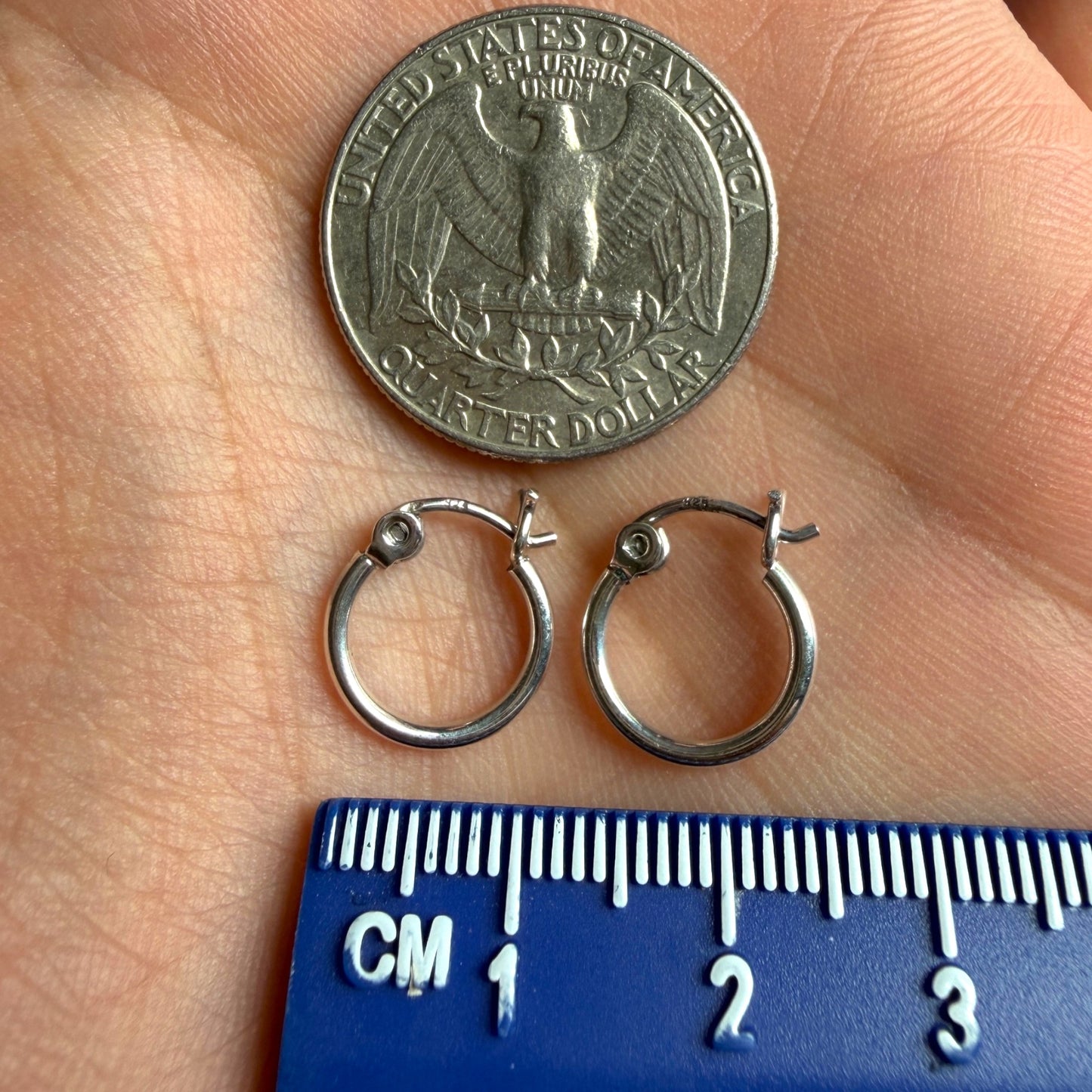 Sterling Silver Hoop Earrings 12mm, 925 Thin Polished Hoops