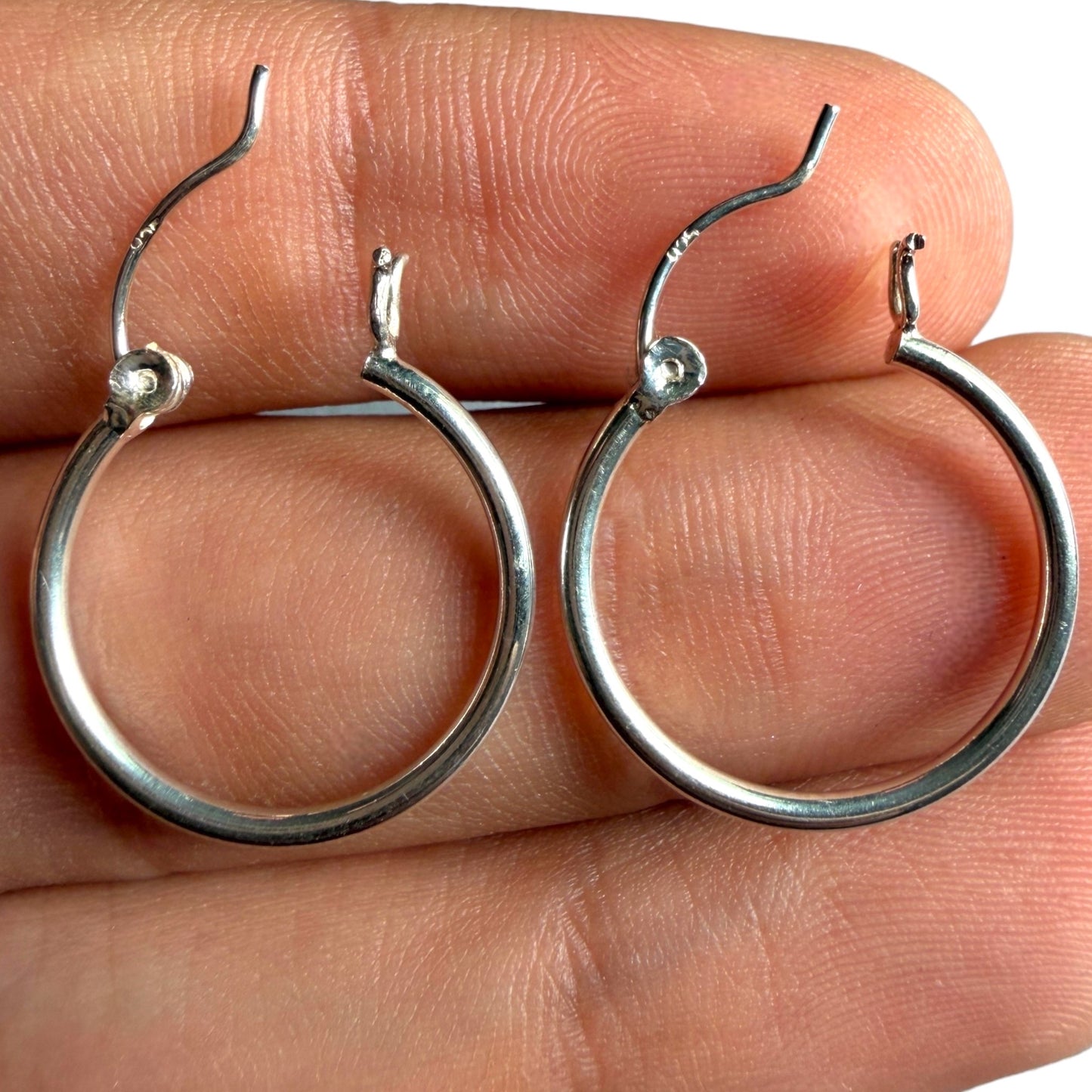 Sterling Silver Hoop Earrings 20mm, 925 Thin Polished Hoops