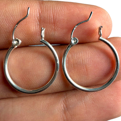 Sterling Silver Hoop Earrings 20mm, 925 Thin Polished Hoops