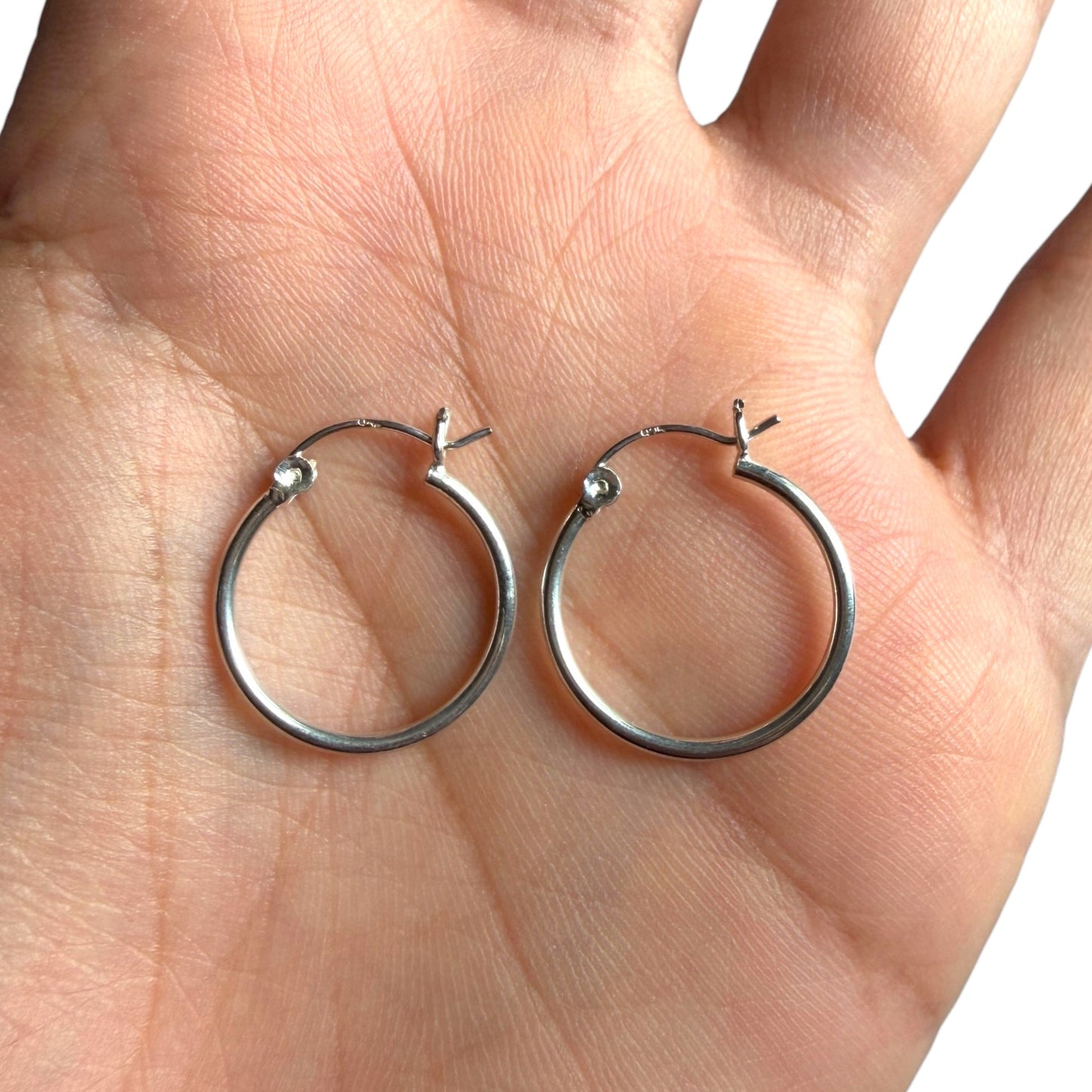 Sterling Silver Hoop Earrings 20mm, 925 Thin Polished Hoops