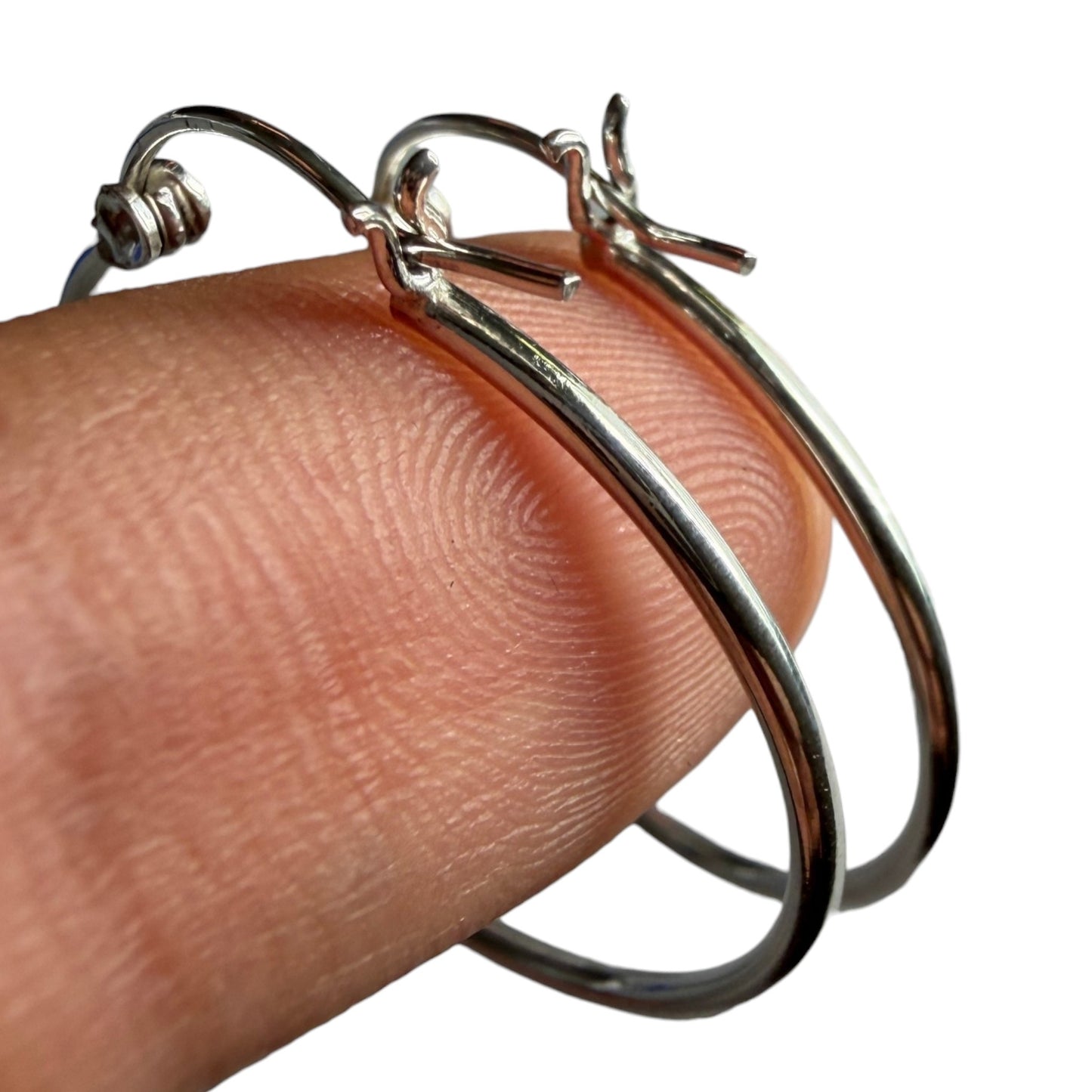 Sterling Silver Hoop Earrings 30mm, 925 Thin High Polished Hoops
