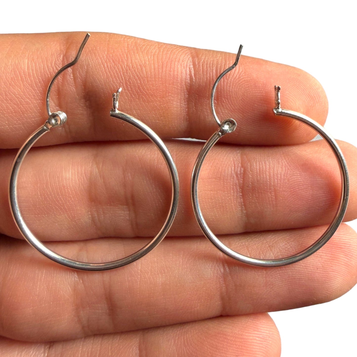 Sterling Silver Hoop Earrings 30mm, 925 Thin High Polished Hoops