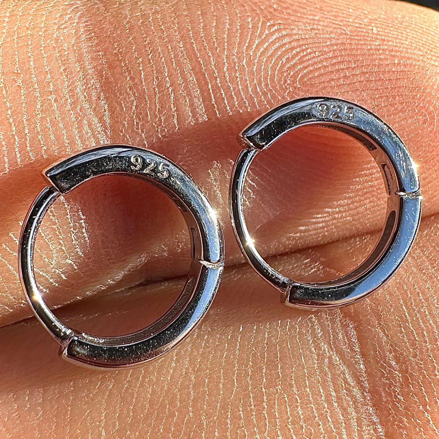 Sterling Silver Huggie Hoops 8mm Rhodium Plated