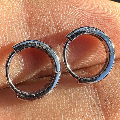 Sterling Silver Huggie Hoops 8mm Rhodium Plated