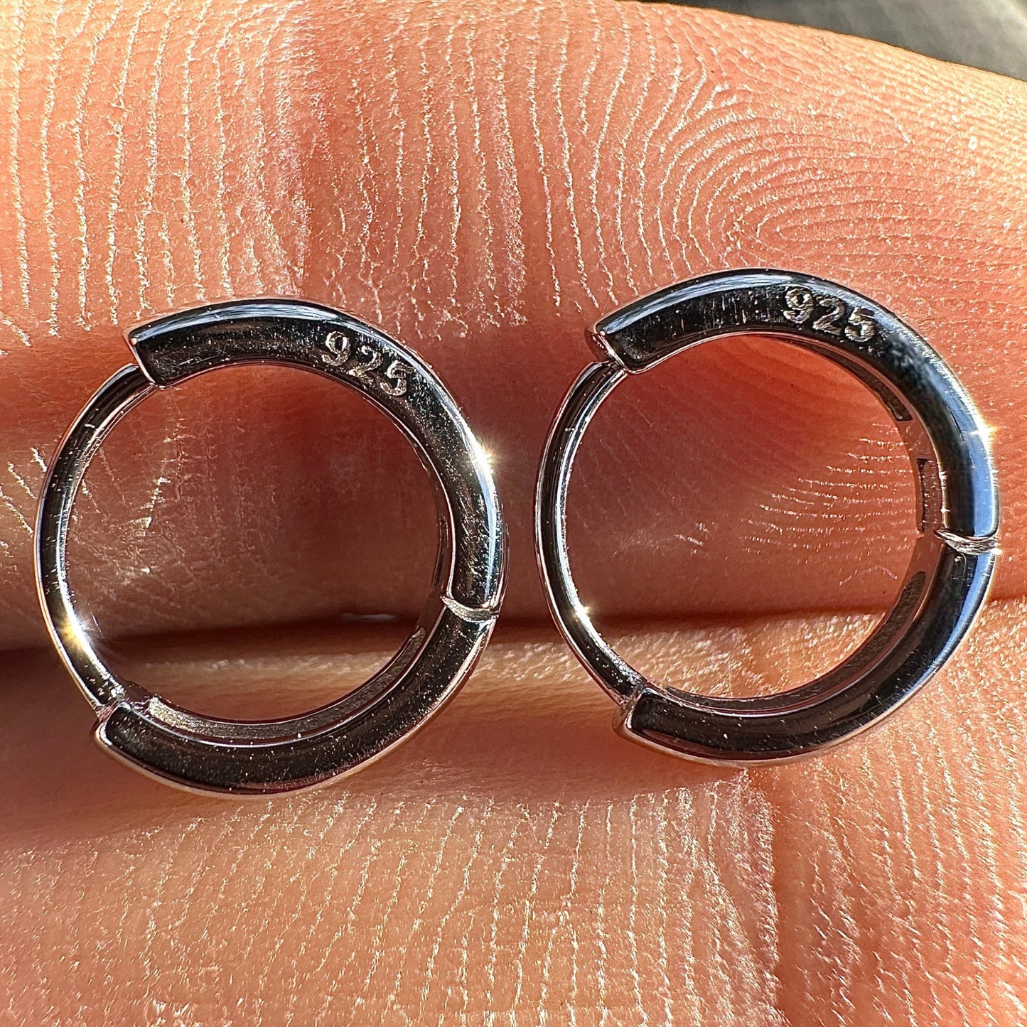 Sterling Silver Huggie Hoops 8mm Rhodium Plated