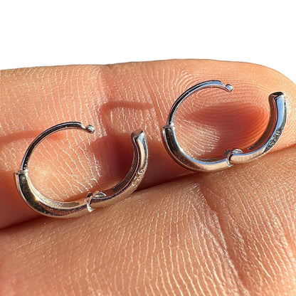 Sterling Silver Huggie Hoops 8mm Rhodium Plated