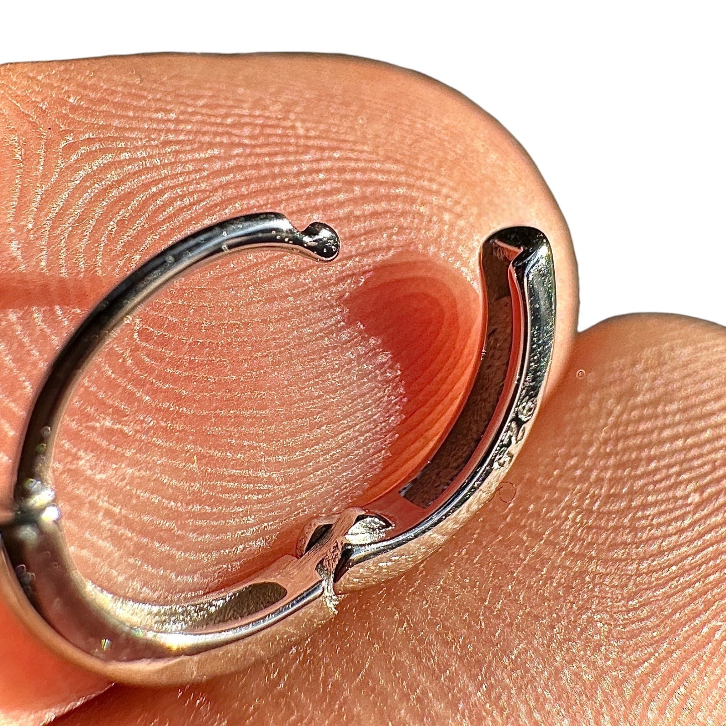 Sterling Silver Huggie Hoops 8mm Rhodium Plated