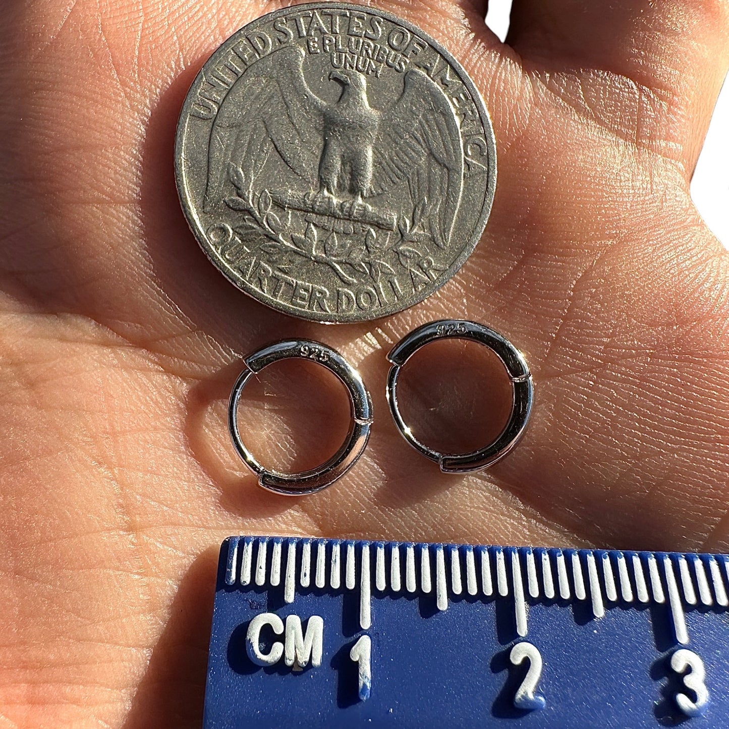 Sterling Silver Huggie Hoops 8mm Rhodium Plated