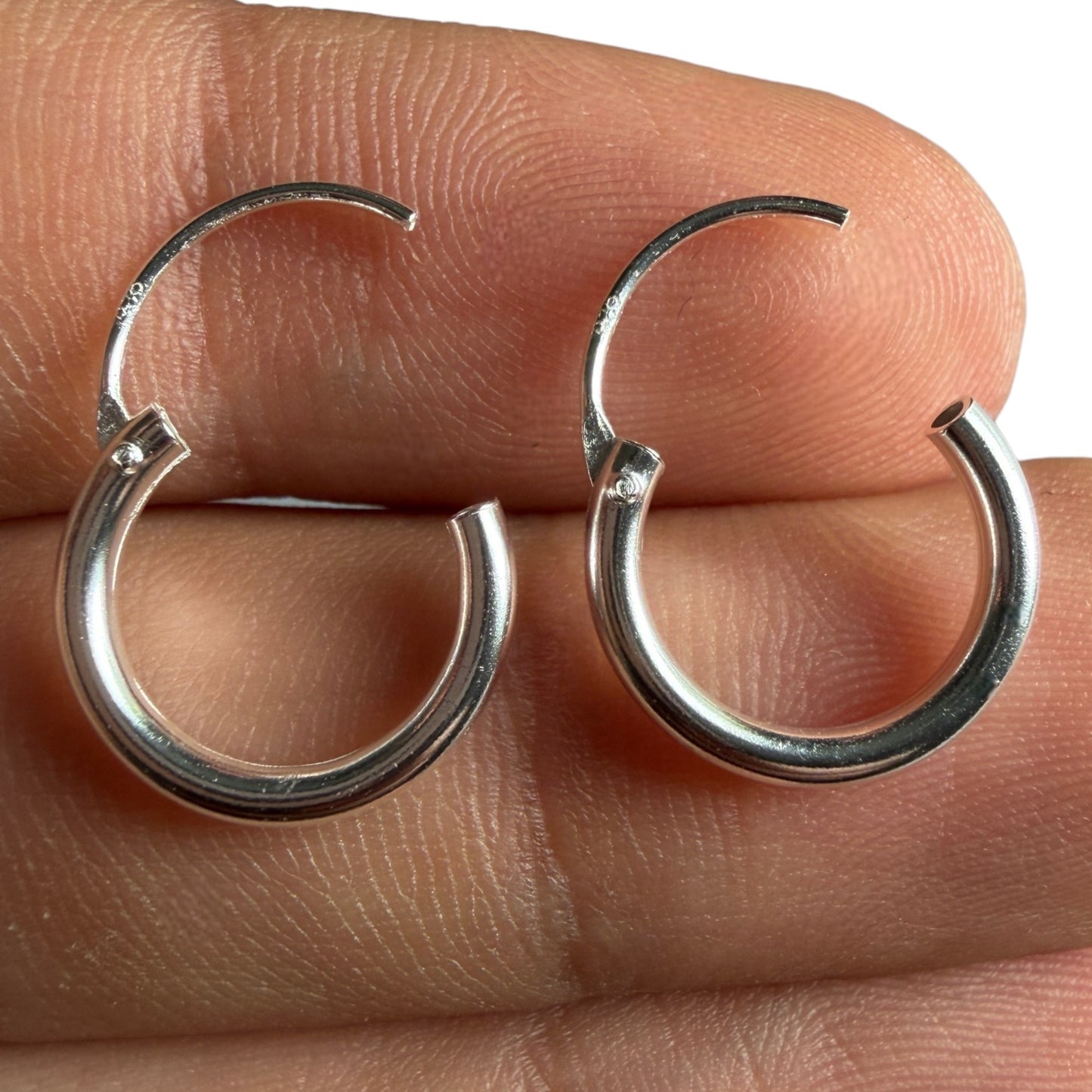 Sterling Silver Huggie Earrings 14mm, 925 Hypoallergenic Hoops
