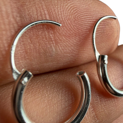 Sterling Silver Huggie Earrings 14mm, 925 Hypoallergenic Hoops