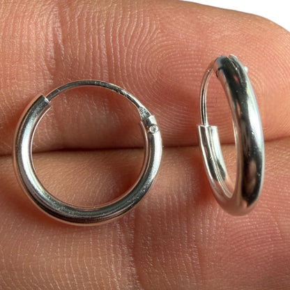 Sterling Silver Huggie Earrings 14mm, 925 Hypoallergenic Hoops
