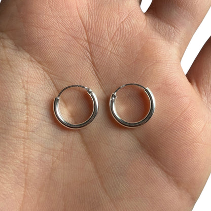 Sterling Silver Huggie Earrings 14mm, 925 Hypoallergenic Hoops
