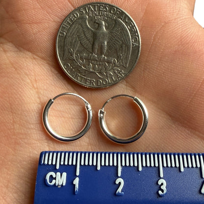 Sterling Silver Huggie Earrings 14mm, 925 Hypoallergenic Hoops