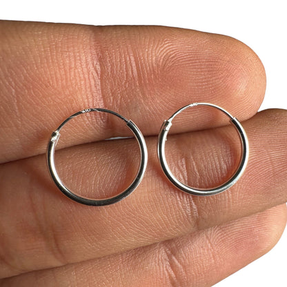 Sterling Silver Hoop Earrings 14mm Small Minimalist Hoops