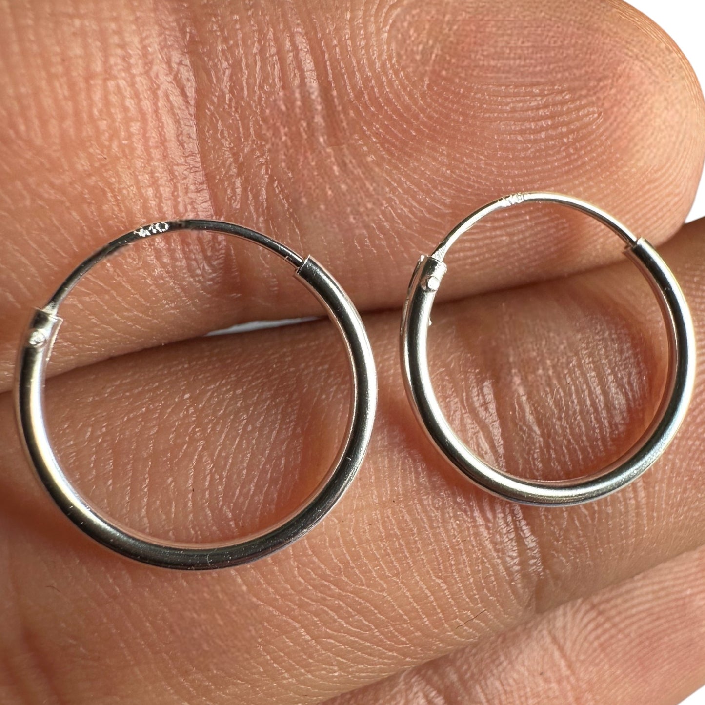 Sterling Silver Hoop Earrings 14mm Small Minimalist Hoops