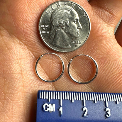 Sterling Silver Hoop Earrings 14mm Small Minimalist Hoops