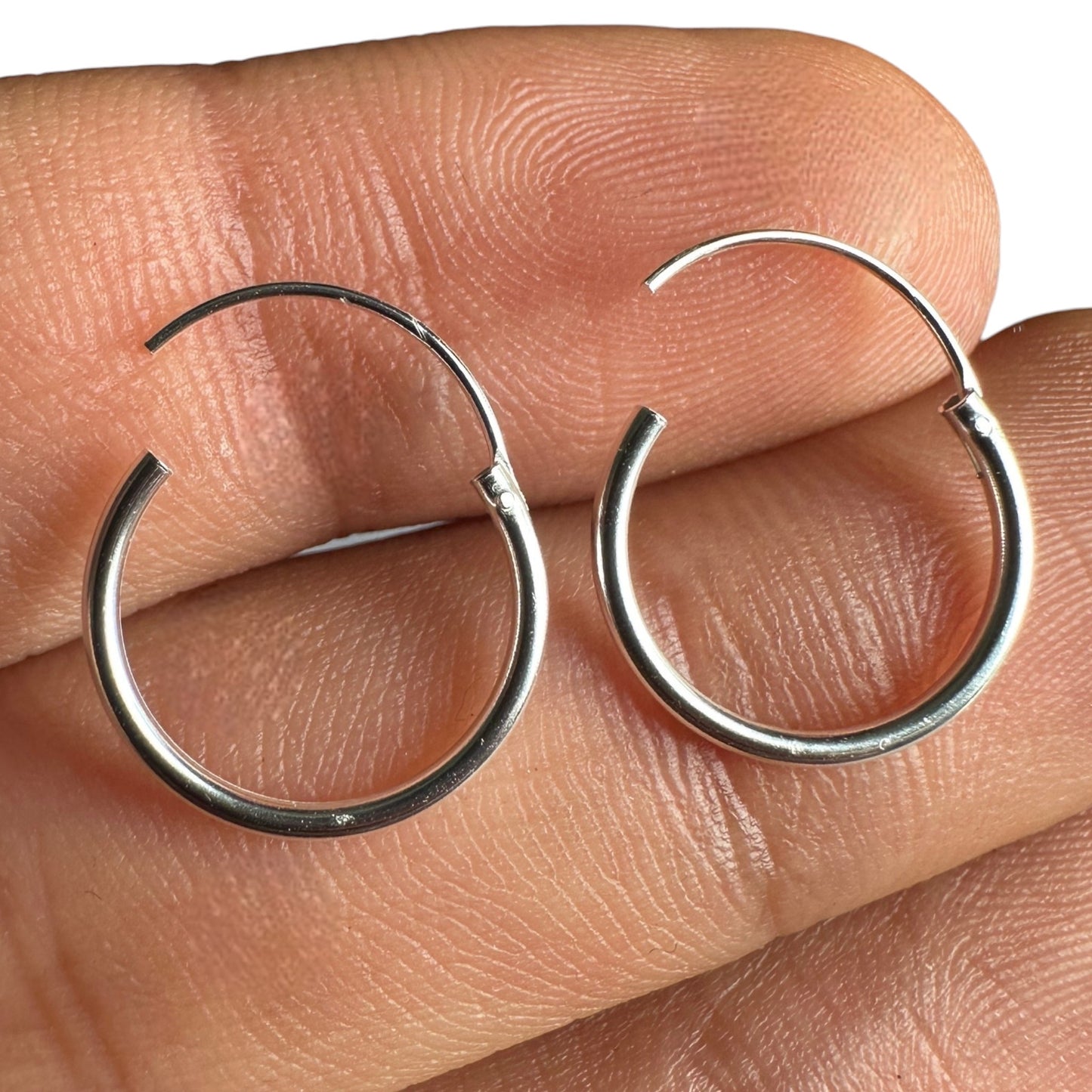 Sterling Silver Hoop Earrings 14mm Small Minimalist Hoops