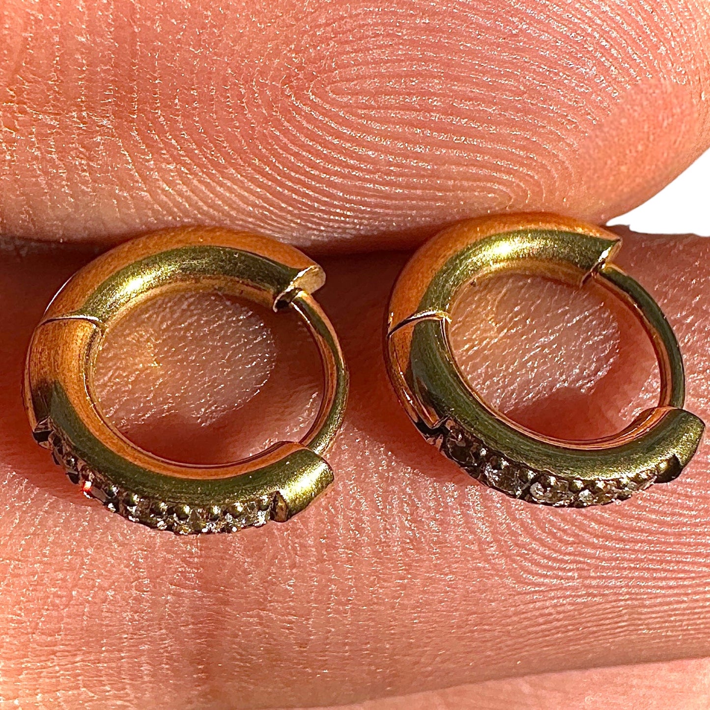 Gold Huggie Earrings 9.75mm Tiny Hoops 18K Gold PVD 316L Stainless Steel