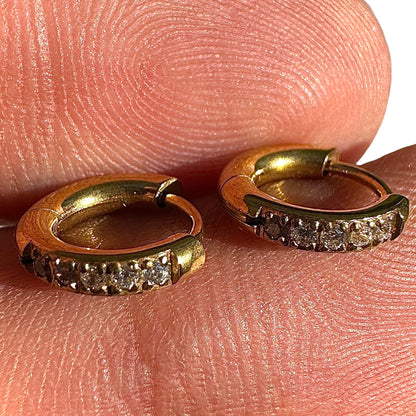 Gold Huggie Earrings 9.75mm Tiny Hoops 18K Gold PVD 316L Stainless Steel